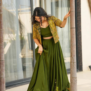 Enchanted jade green skirt set