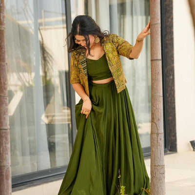 Enchanted jade green skirt set
