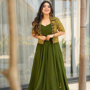 Enchanted jade green skirt set