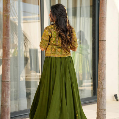 Enchanted jade green skirt set
