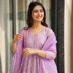 Manvi purple silk suit set