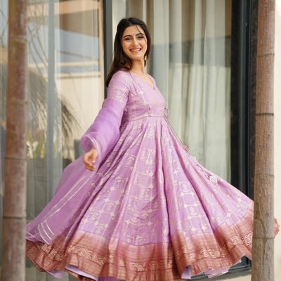 Manvi purple silk suit set