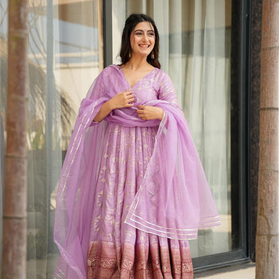 Manvi purple silk suit set