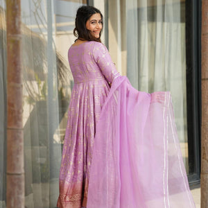 Manvi purple silk suit set