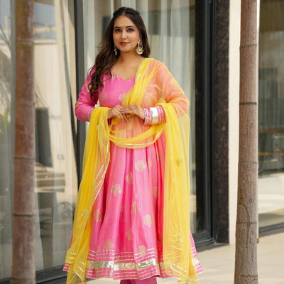 Midnight pink silk suit set