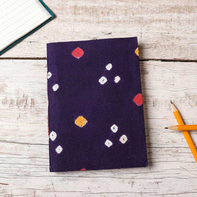 Blue - Bandhani Cover Handmade Ruled Paper Notebook (7 x 5 in)