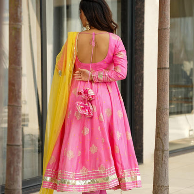 Midnight pink silk suit set