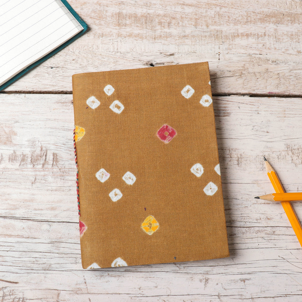 Brown - Bandhani Cover Handmade Ruled Paper Notebook (7 x 5 in)