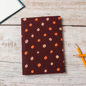 Brown - Bandhani Cover Handmade Ruled Paper Notebook (7 x 5 in)