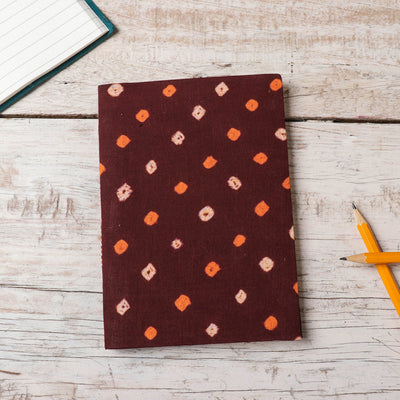 Brown - Bandhani Cover Handmade Ruled Paper Notebook (7 x 5 in)