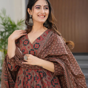 Sneha cotton angrakha suit set