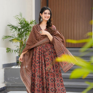 Sneha cotton angrakha suit set
