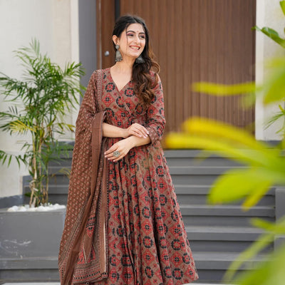 Sneha cotton angrakha suit set
