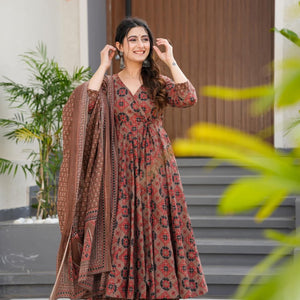Sneha cotton angrakha suit set