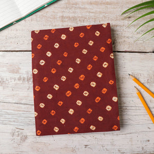 Brown - Bandhani Cover Handmade Ruled Paper Notebook (9 x 7 in)