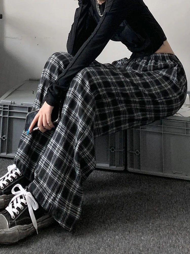 Checkered Wide Leg Pants