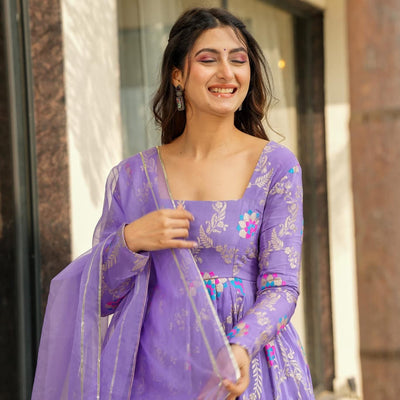 Violet crown silk suit set