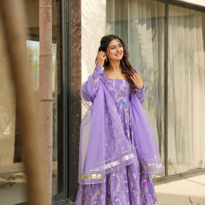 Violet crown silk suit set