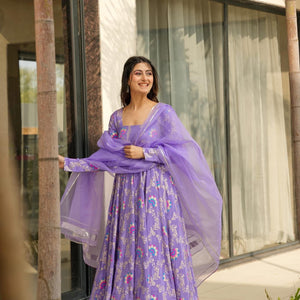 Violet crown silk suit set