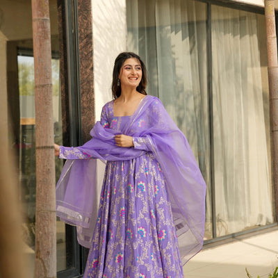 Violet crown silk suit set