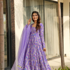 Violet crown silk suit set