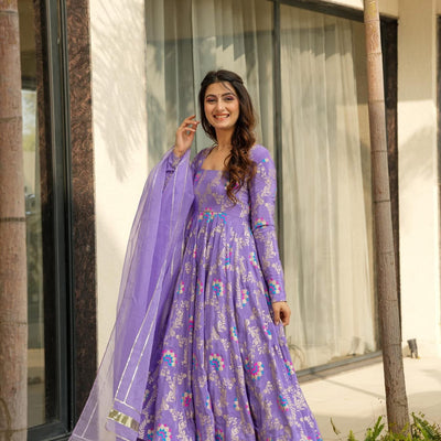 Violet crown silk suit set