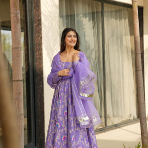 Violet crown silk suit set