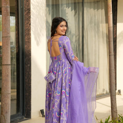 Violet crown silk suit set