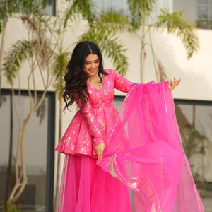 Leona lace pink silk set