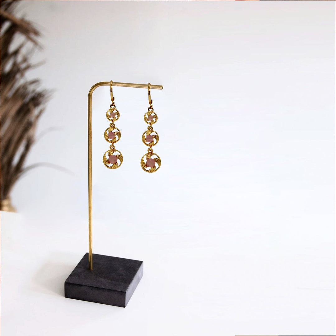 Light Pink Diamond Drop Earrings For Women