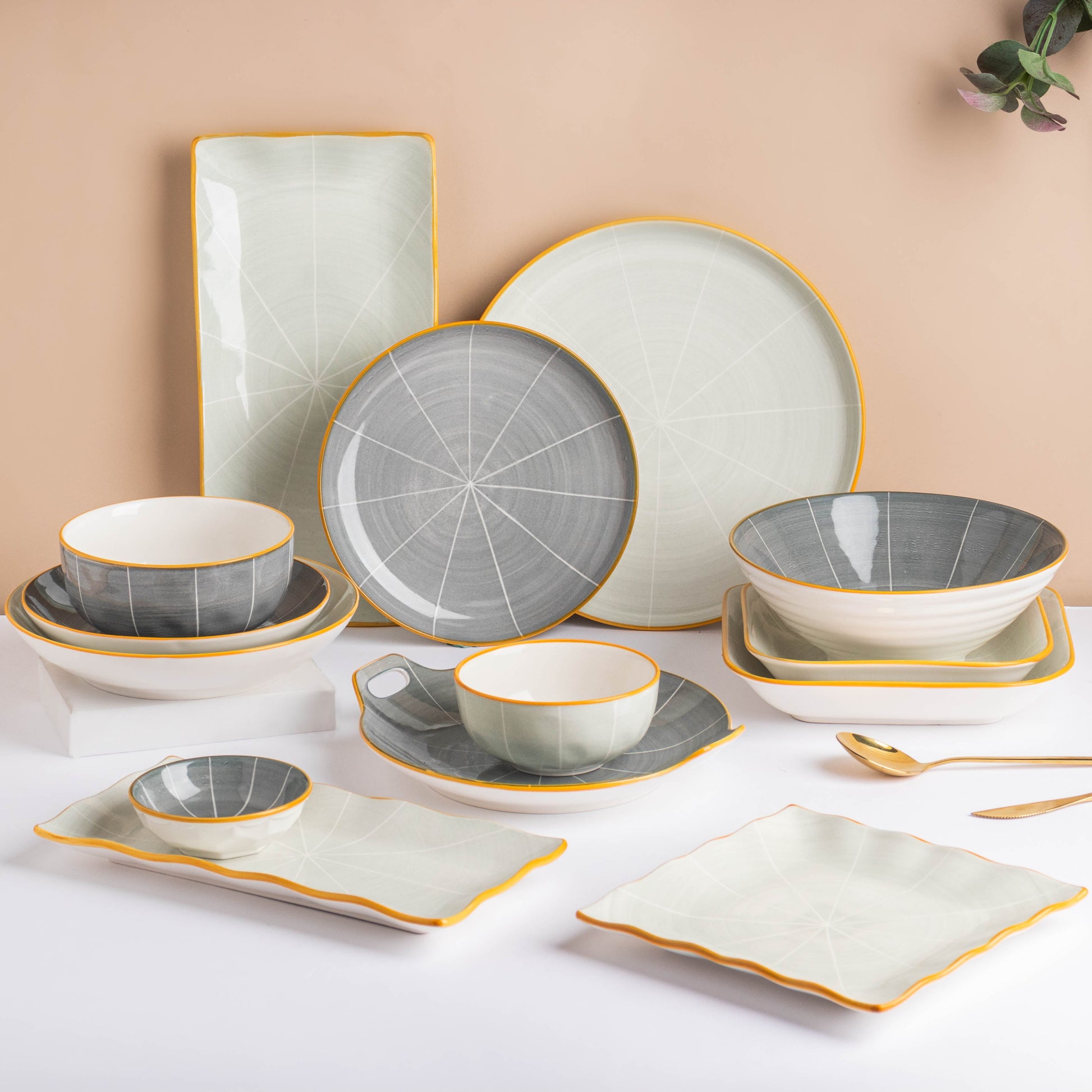Willow Dark Grey Ceramic Long Plate 10 inch