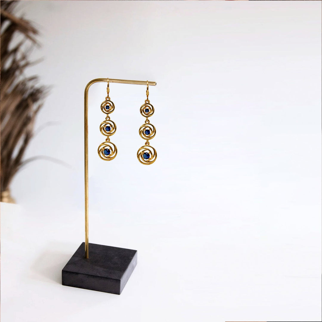 Perfect Circle Blue Diamond Earrings For Women