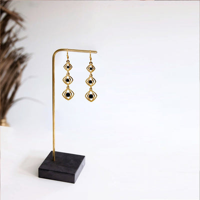 Square Sparkle Black Diamond Earrings For Women