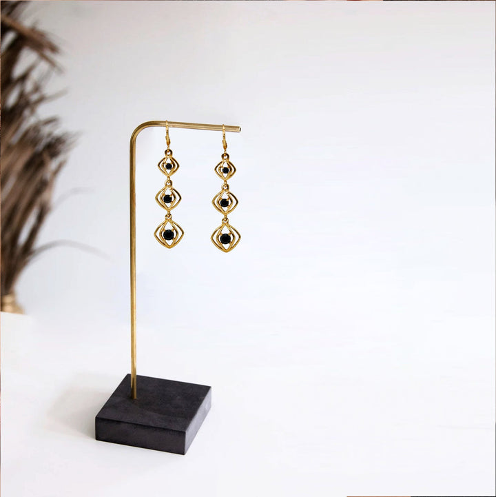 Square Sparkle Black Diamond Earrings For Women