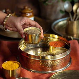 Kitchen Essentials Set (Masala box + Ghee pot + Paraat) In A Gift Box