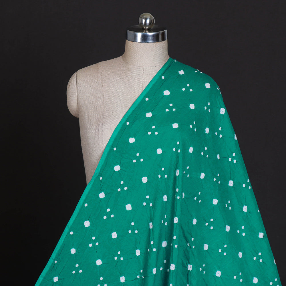 Aqua Green - Kutch Tie & Dye Mul Cotton Bandhani Fabric 07