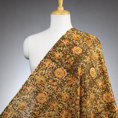 Brown - Pedana Kalamkari Block Printed Cotton Fabric