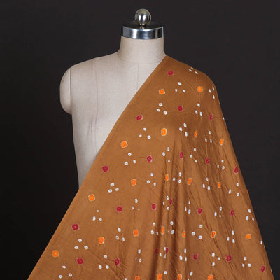 Brown - Kutch Tie & Dye Mul Cotton Bandhani Fabric 10