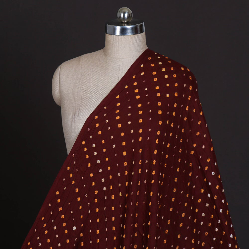 Brown - Kutch Tie & Dye Mul Cotton Bandhani Fabric 08
