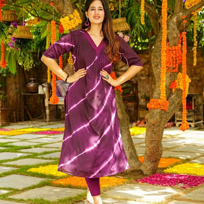 Purple strips kurta set