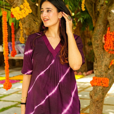 Purple strips kurta set