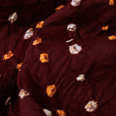 Brown - Kutch Tie & Dye Mul Cotton Bandhani Fabric 08