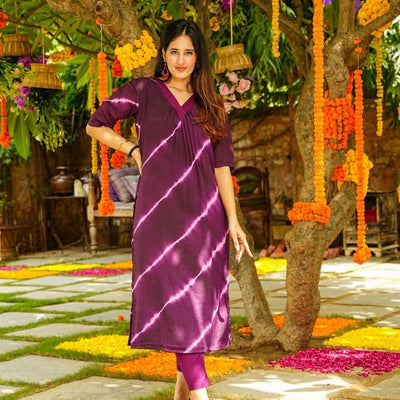 Purple strips kurta set