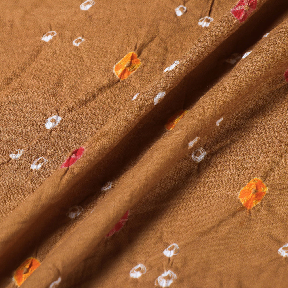 Brown - Kutch Tie & Dye Mul Cotton Bandhani Fabric 10