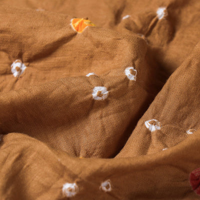 Brown - Kutch Tie & Dye Mul Cotton Bandhani Fabric 10