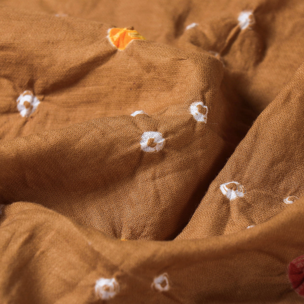 Brown - Kutch Tie & Dye Mul Cotton Bandhani Fabric 10