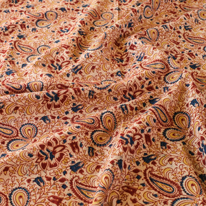 Beige - Pedana Kalamkari Block Printed Cotton Double Bedcover (107 x 88 in)
