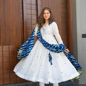 Ethan white chanderi suit set