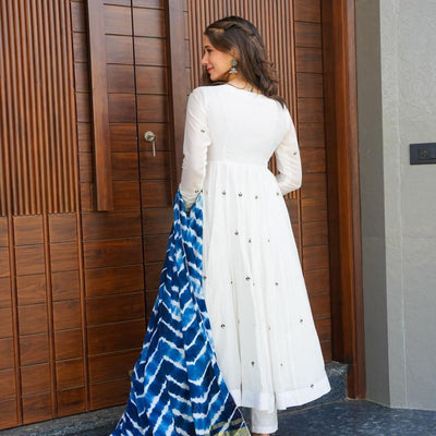 Ethan white chanderi suit set