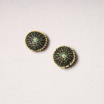 Bakhiya Hand Embroidered Felt & Beadwork Buttons (Set of 2)